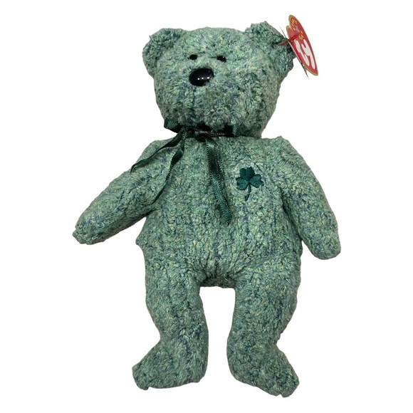 SHAMROCK 2000 Ty Beanie Baby Green Teddy Bear RETIRED - Picture 2 of 6